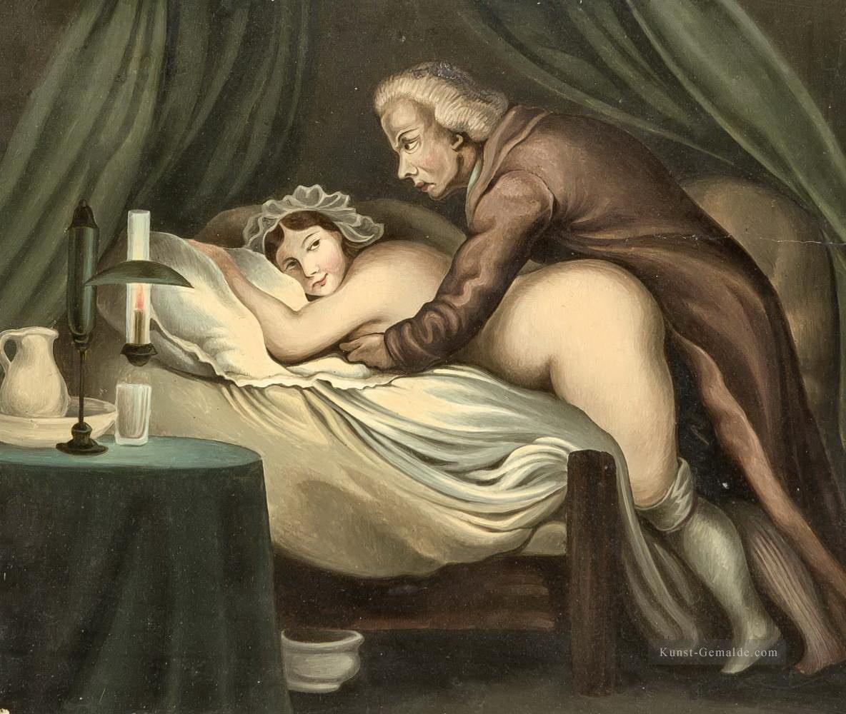 Mann penetriert eine Frau von hinten Georg Emanuel Opiz Karikatur Ölgemälde
